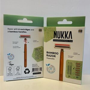 Lot of 2 Nukka Disposable Bamboo with 2 Handles 6 x 3-Blade Steel Cartridges